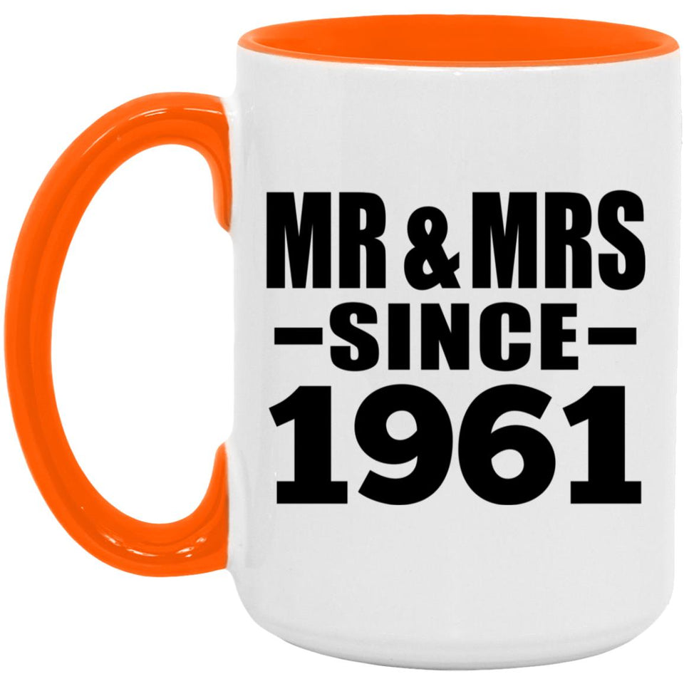 63rd Anniversary Mr & Mrs Since 1961 - 15oz Accent Mug Orange