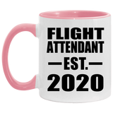 Flight Attendant Established EST. 2020 - 11oz Accent Mug Pink