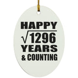 Happy 36th Anniversary Square Root of 1296 Years & Counting - Oval Ornament
