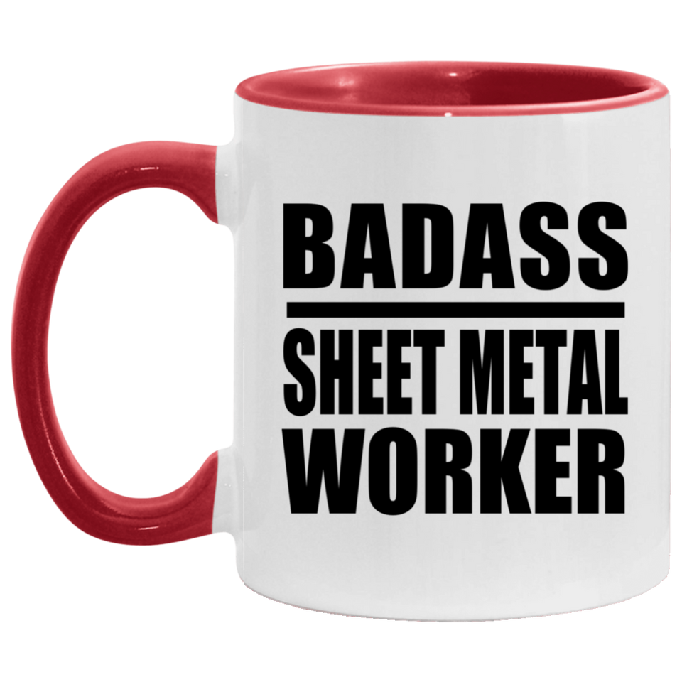 Badass Sheet Metal Worker - 11oz Accent Mug Red
