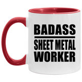 Badass Sheet Metal Worker - 11oz Accent Mug Red