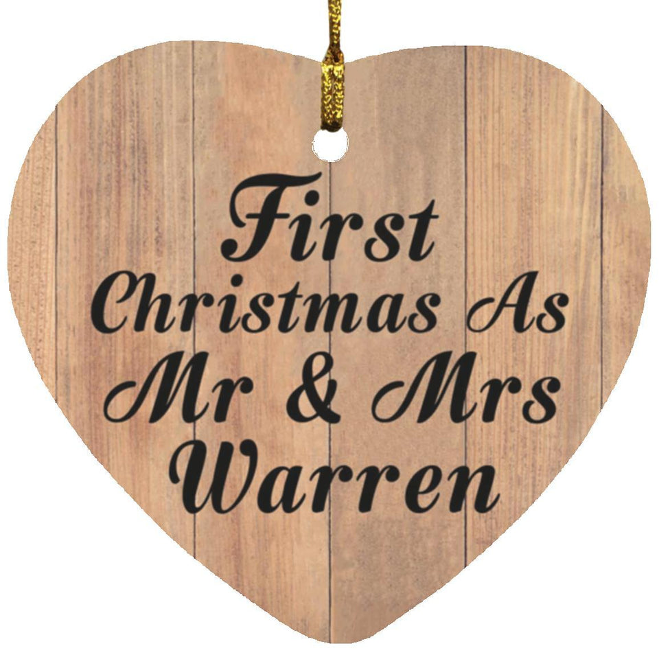 First Christmas As Mr & Mrs Warren - Heart Ornament C