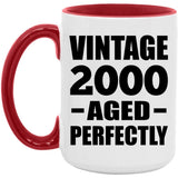 24th Birthday Vintage 2000 Aged Perfectly - 15oz Accent Mug Red