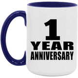 1st Anniversary 1 Year Anniversary - 15oz Accent Mug Purple