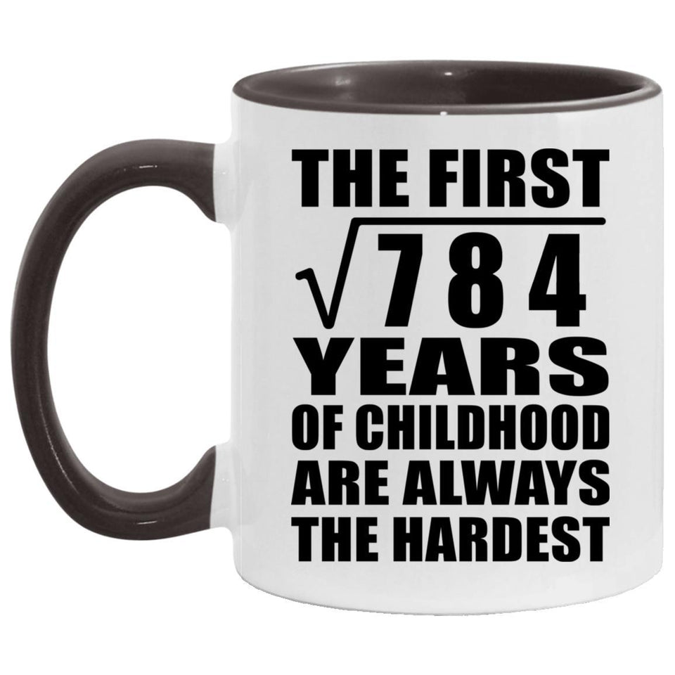 28th Birthday Square Root of 784 Years of Childhood - 11oz Accent Mug Black