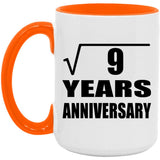 3rd Anniversary Square Root of 9 Years Anniversary - 15oz Accent Mug Orange