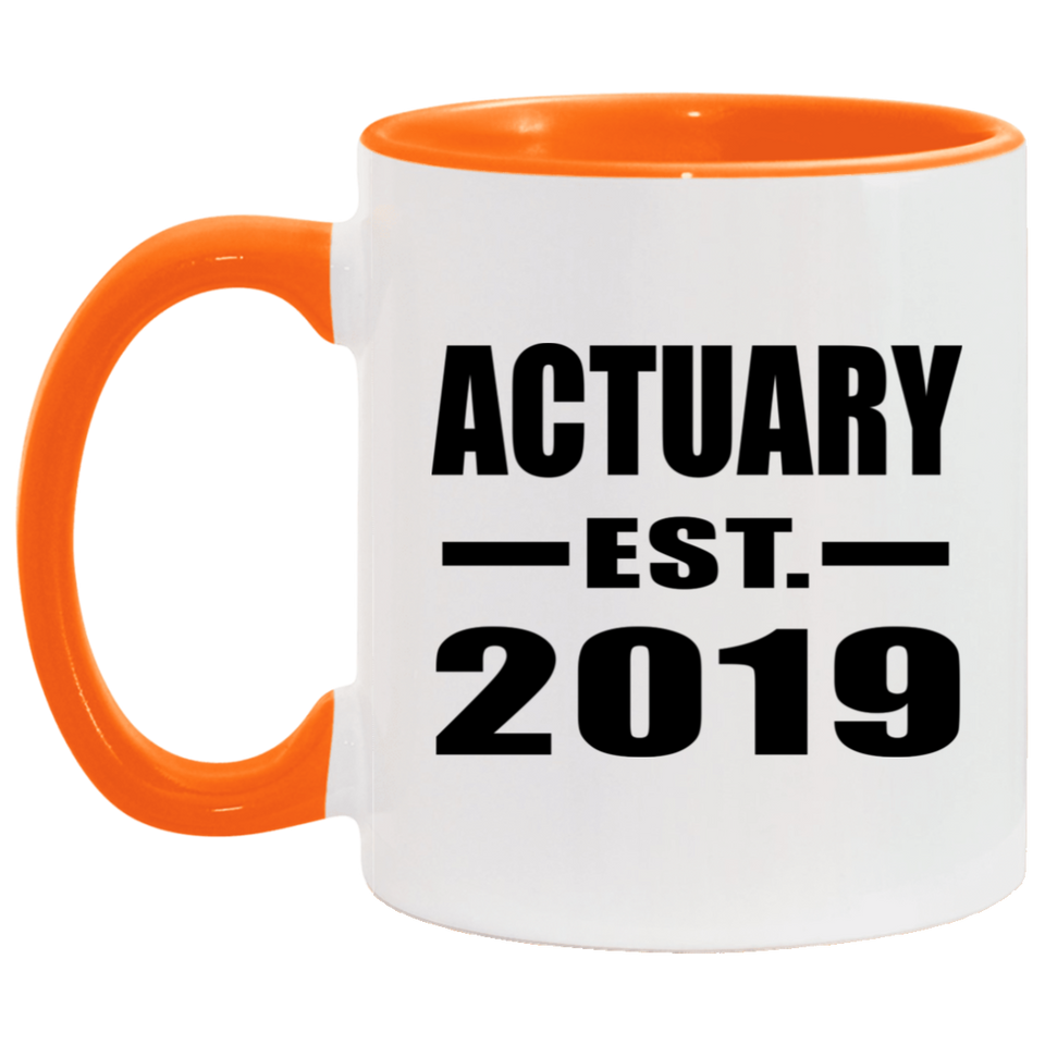 Actuary Established EST. 2019 - 11oz Accent Mug Orange