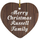 Merry Christmas Russell Family - Heart Ornament D