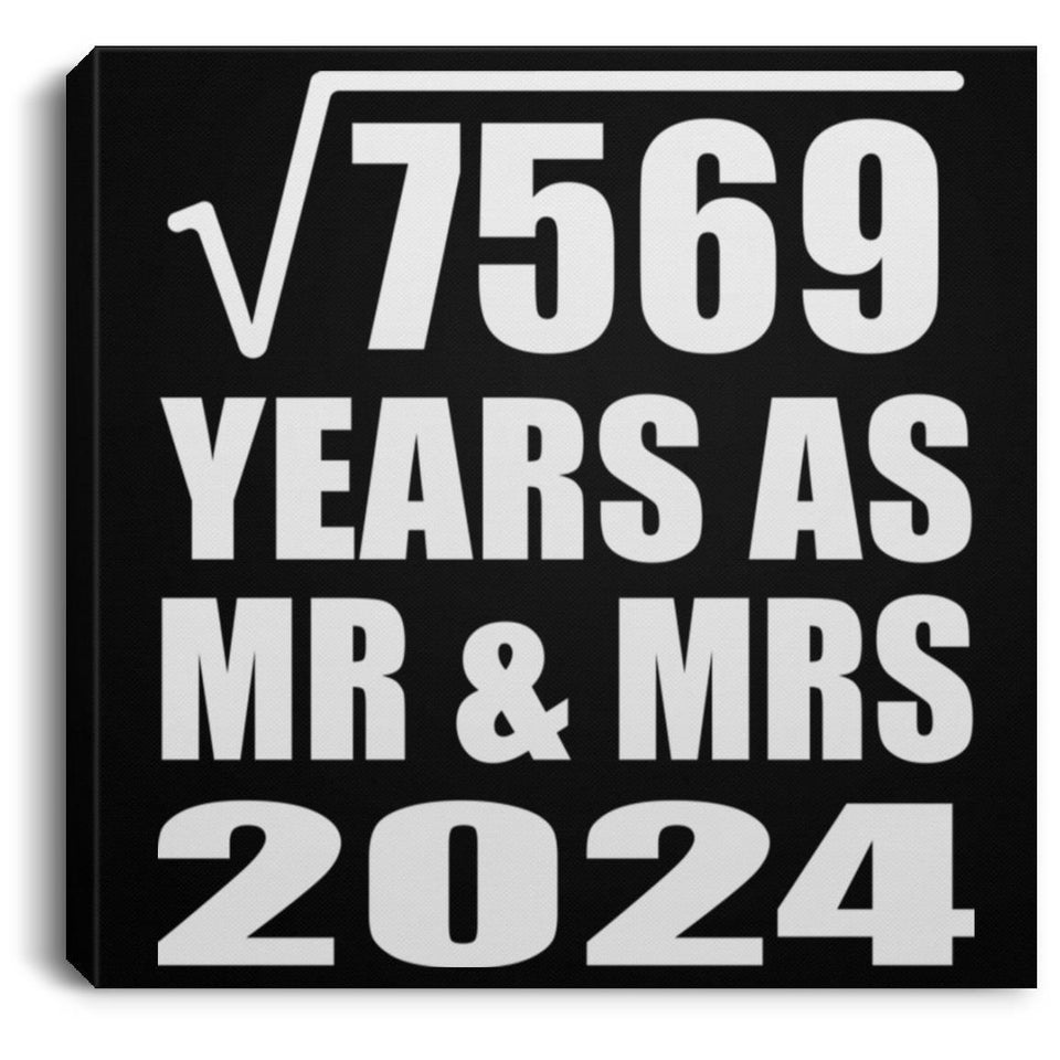 87th Anniversary Square Root of 7569 Years As Mr & Mrs 2024 - Canvas Square