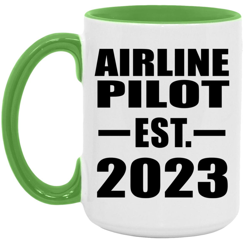 Airline Pilot Established EST. 2023 - 15oz Accent Mug Green