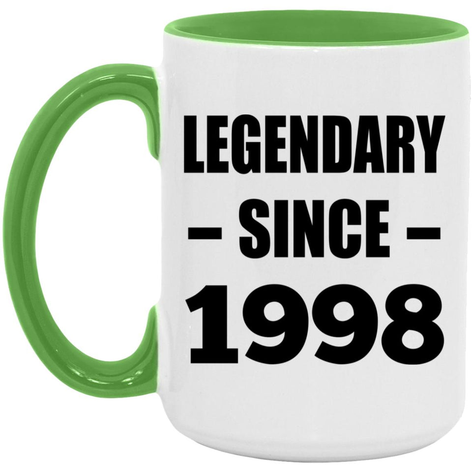 26th Birthday Legendary Since 1998 - 15oz Accent Mug Green