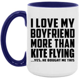 I Love My Boyfriend More Than Kite Flying - 15oz Accent Mug Purple