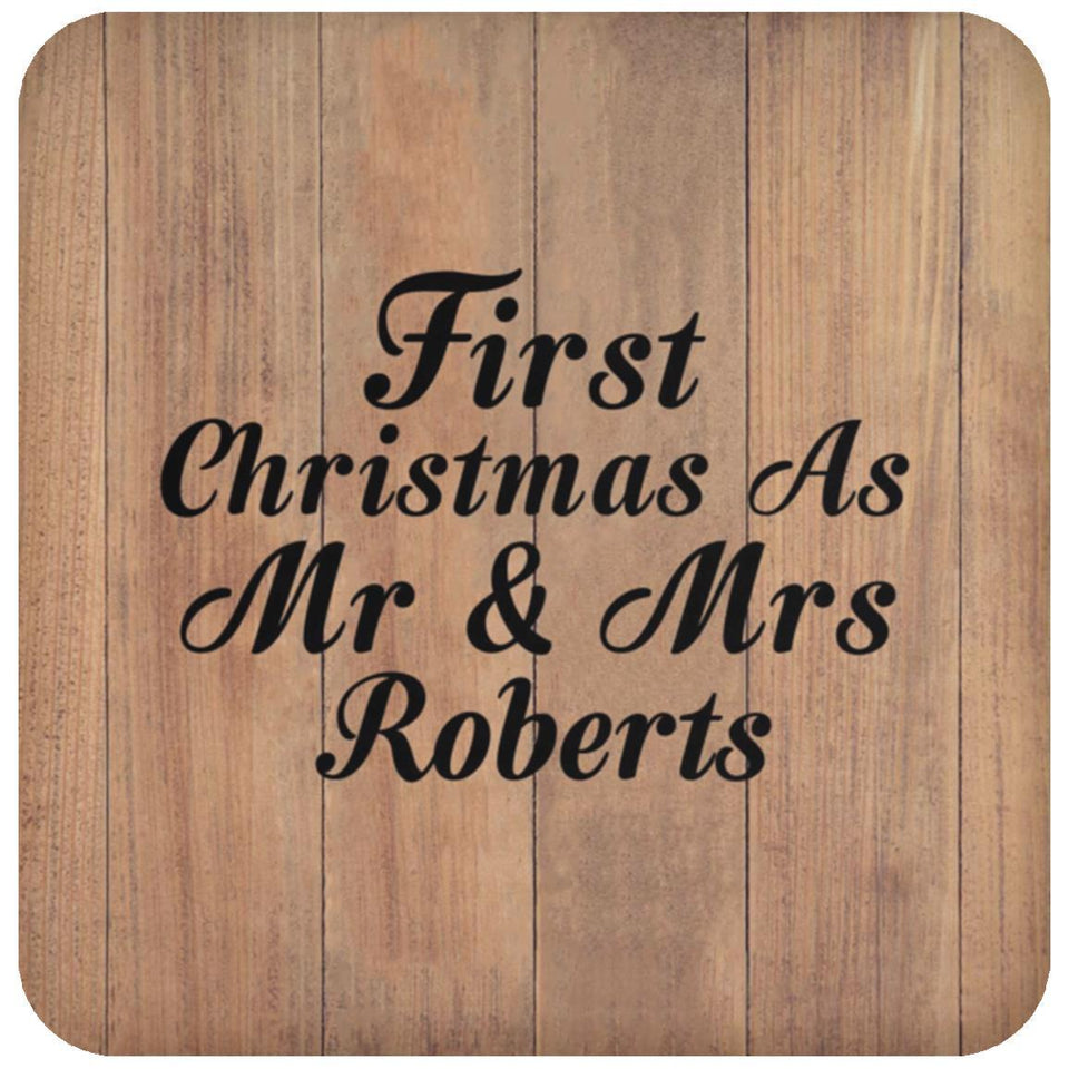 First Christmas As Mr & Mrs Roberts - Drink Coaster C