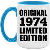 50th Birthday Original 1974 Limited Edition - 15oz Accent Mug Blue