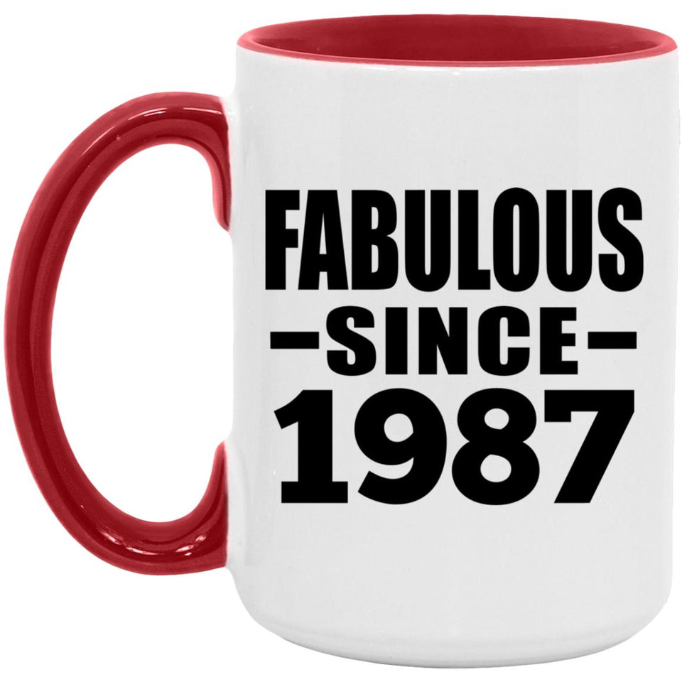 37th Birthday Fabulous Since 1987 - 15oz Accent Mug Red