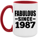 37th Birthday Fabulous Since 1987 - 15oz Accent Mug Red