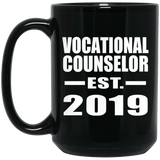 Vocational Counselor Established EST. 2019 - 15oz Coffee Mug Black