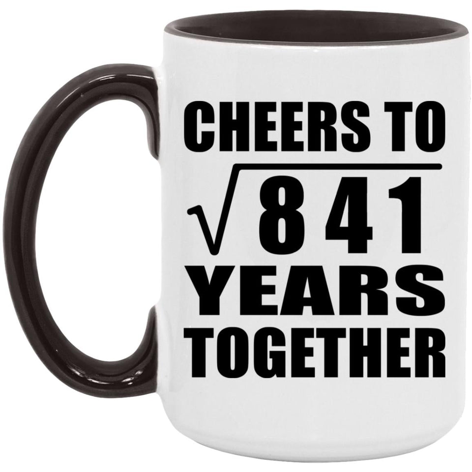 29th Anniversary Cheers To Square Root of 841 Years Together - 15oz Accent Mug Black