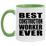 Best Construction Worker Ever - 11oz Accent Mug Green