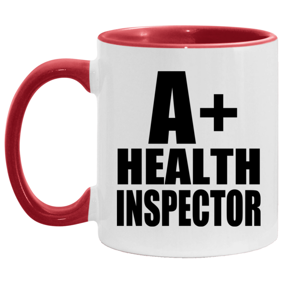 A+ Health Inspector - 11oz Accent Mug Red