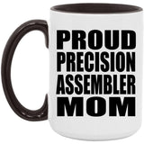 Proud Precision Assembler Mom - 15oz Accent Mug Black