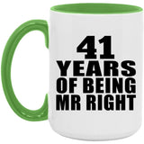 41st Anniversary 41 Years Of Being Mr Right - 15oz Accent Mug Green
