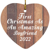 First Christmas As An Amazing Boyfriend 2022 - Heart Ornament E