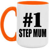 Number One #1 Step Mum - 15oz Accent Mug Orange
