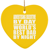 Advertising Executive By Day World's Best Dad By Night - Heart Ornament