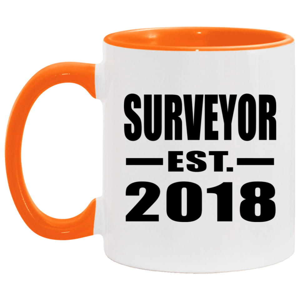 Surveyor Established EST. 2018 - 11oz Accent Mug Orange