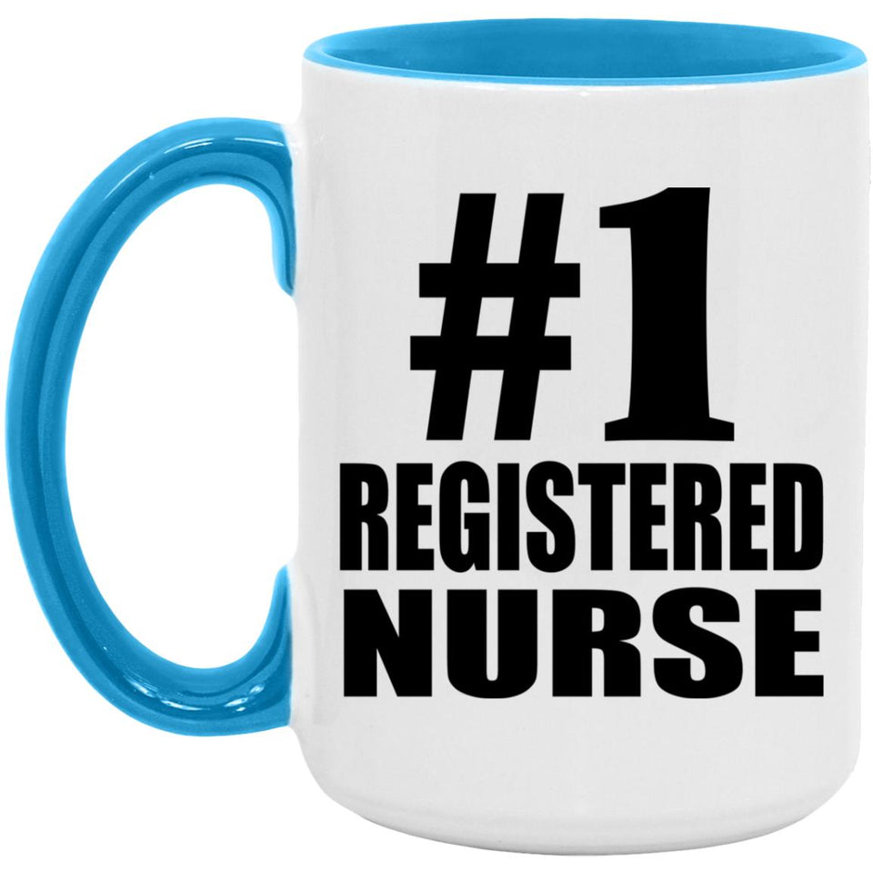 Number One #1 Registered Nurse - 15oz Accent Mug Blue