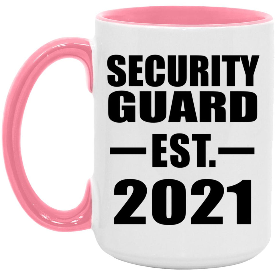 Security Guard Established EST. 2021 - 15oz Accent Mug Pink