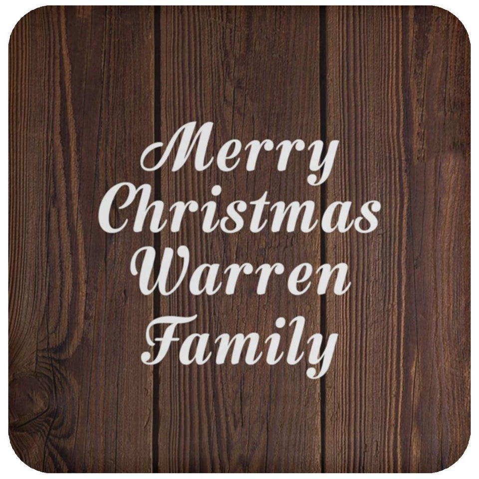 Merry Christmas Warren Family - Drink Coaster D
