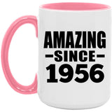 68th Birthday Amazing Since 1956 - 15oz Accent Mug Pink