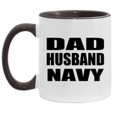 Dad Husband Navy - 11oz Accent Mug Black