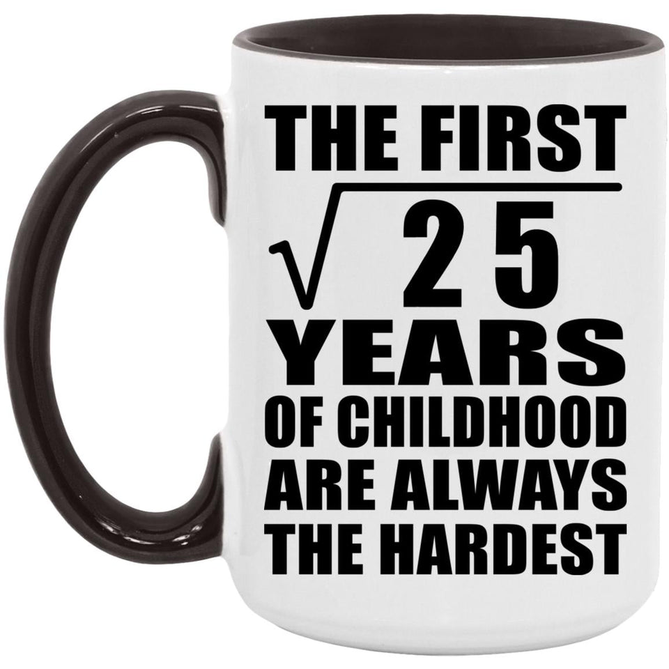 5th Birthday Square Root of 25 Years of Childhood - 15oz Accent Mug Black