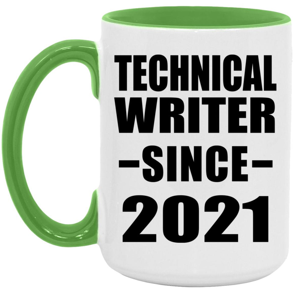 Technical Writer Since 2021 - 15oz Accent Mug Green