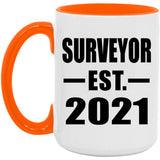 Surveyor Established EST. 2021 - 15oz Accent Mug Orange