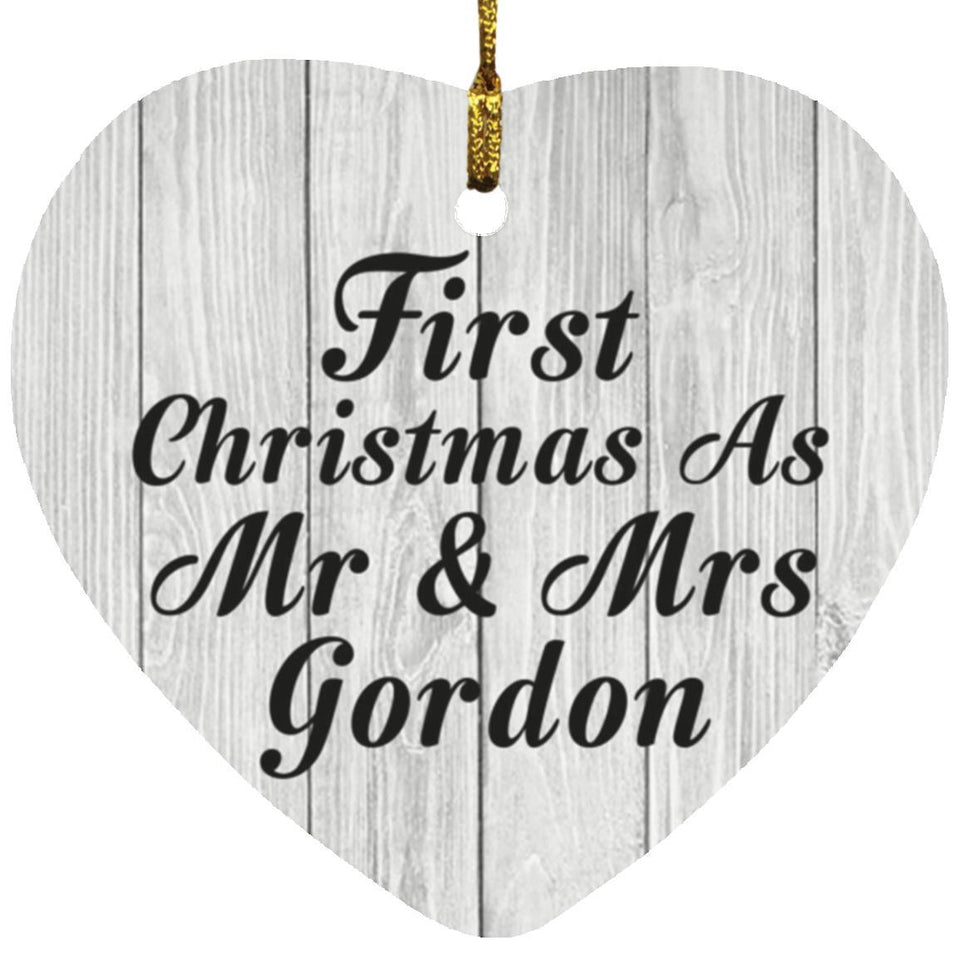 First Christmas As Mr & Mrs Gordon - Heart Ornament F