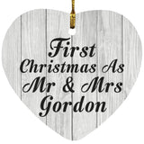 First Christmas As Mr & Mrs Gordon - Heart Ornament F