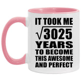 55th Birthday Took Square Root of 3025 Years To Awesome - 11oz Accent Mug Pink