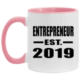 Entrepreneur Established EST. 2019 - 11oz Accent Mug Pink