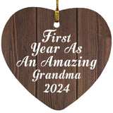 First Year As An Amazing Grandma 2024 - Heart Ornament D