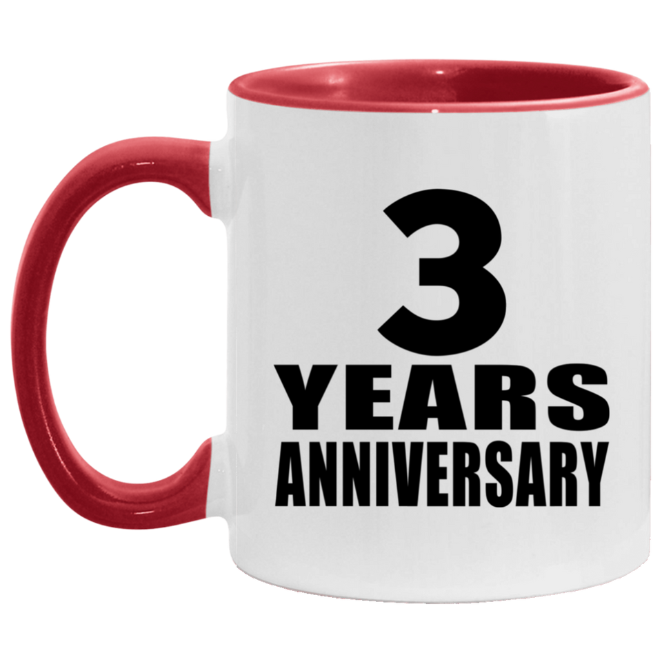 3rd Anniversary 3 Years - 11oz Accent Mug Red