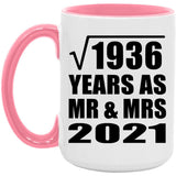 44th Anniversary Square Root of 1936 Years As Mr & Mrs 2021 - 15oz Accent Mug Pink