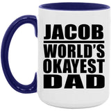 Jacob World's Okayest Dad - 15oz Accent Mug Purple