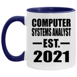 Computer Systems Analyst Established Est. 2021 - 11oz Accent Mug Purple