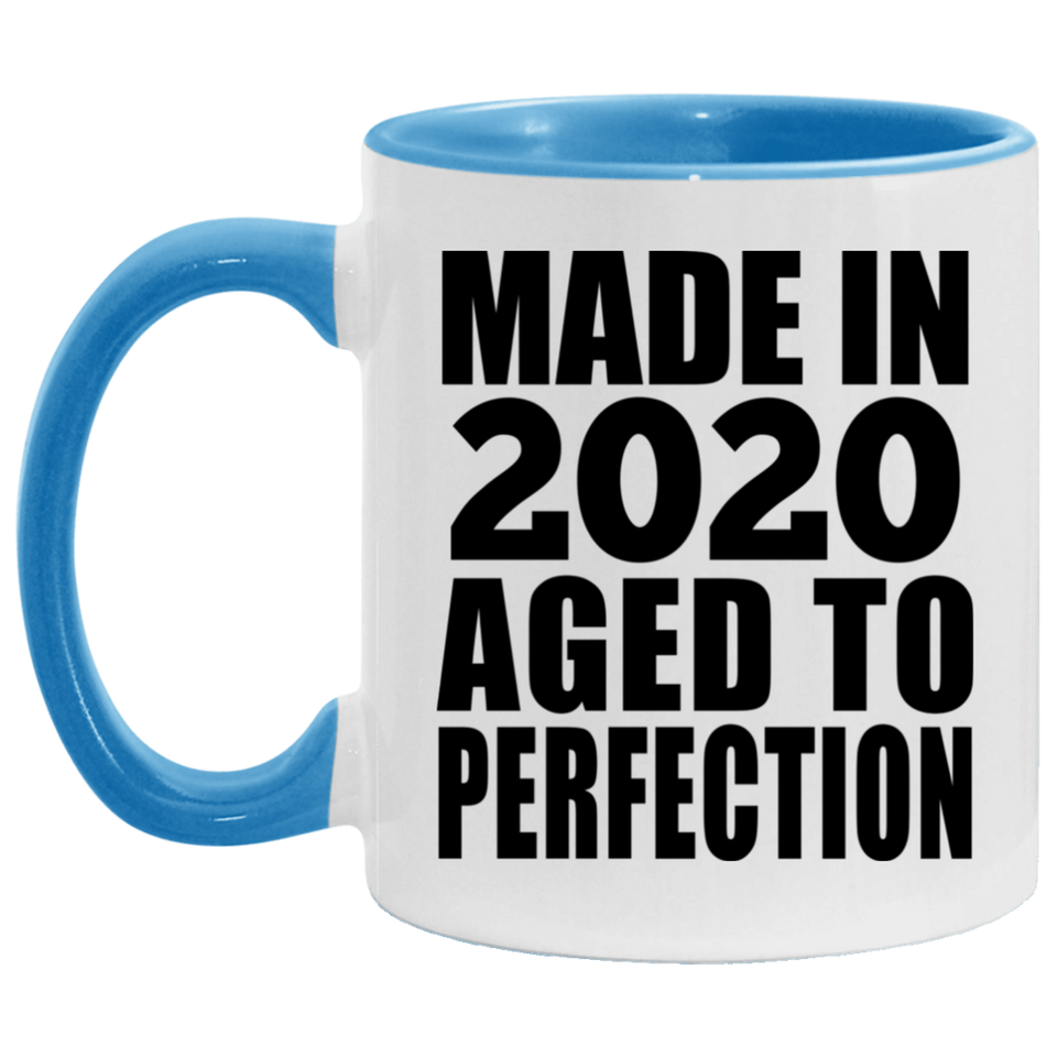 4th Birthday Made In 2020 Aged to Perfection - 11oz Accent Mug Blue