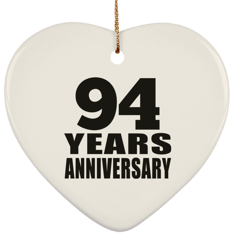 94th Anniversary 94 Years - Heart Ornament