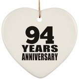 94th Anniversary 94 Years - Heart Ornament